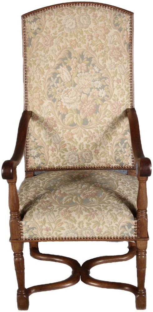 Antique Armchair With Floral Cover In Walnut, 1880 photo furniture