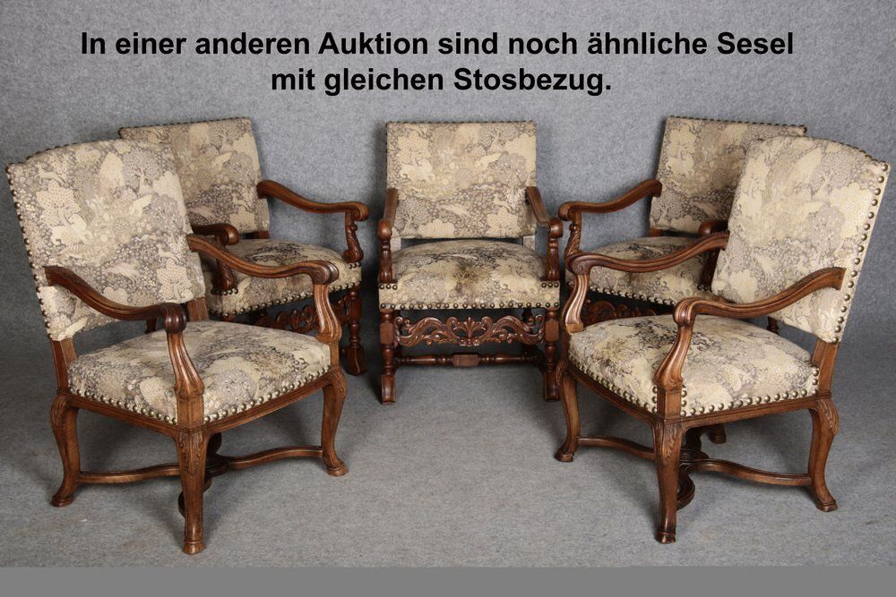 Antique Baroque Armchairs In Walnut, 1800, Set Of 3 photo Furniture