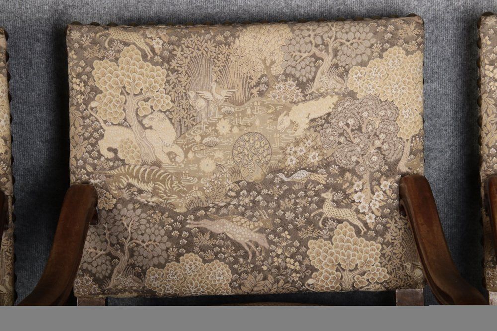 photo vinterior Antique Baroque Armchairs In Walnut, 1800, Set Of 3