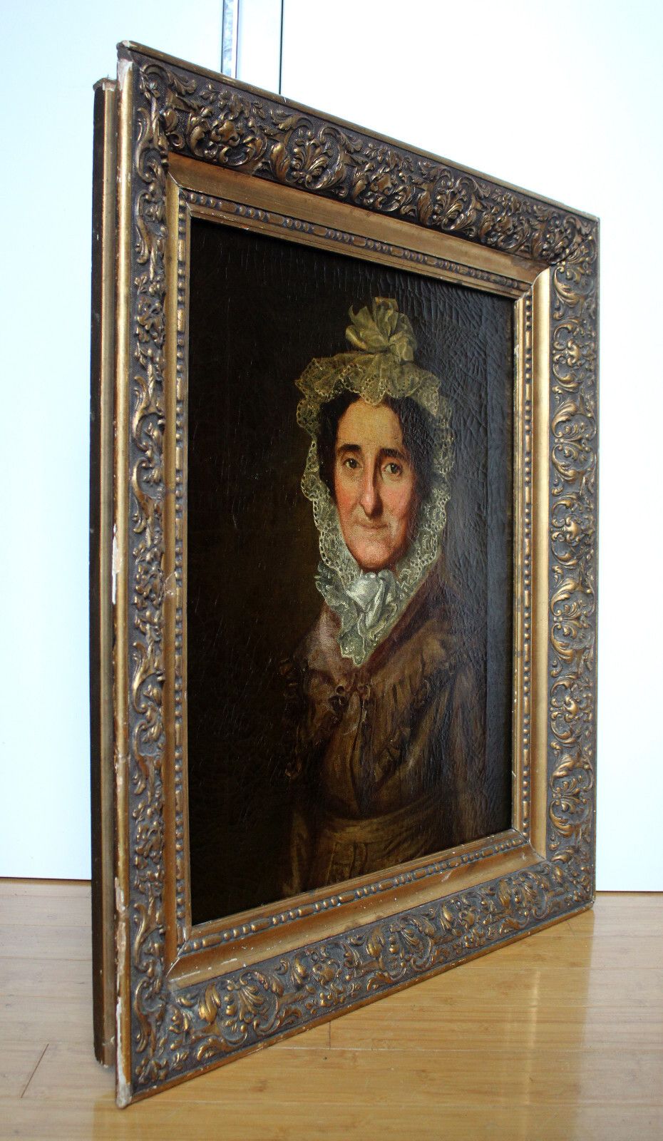 Biedermeier Portrait Of An Elderly Lady With Lace Hood Around 1800 photo furniture