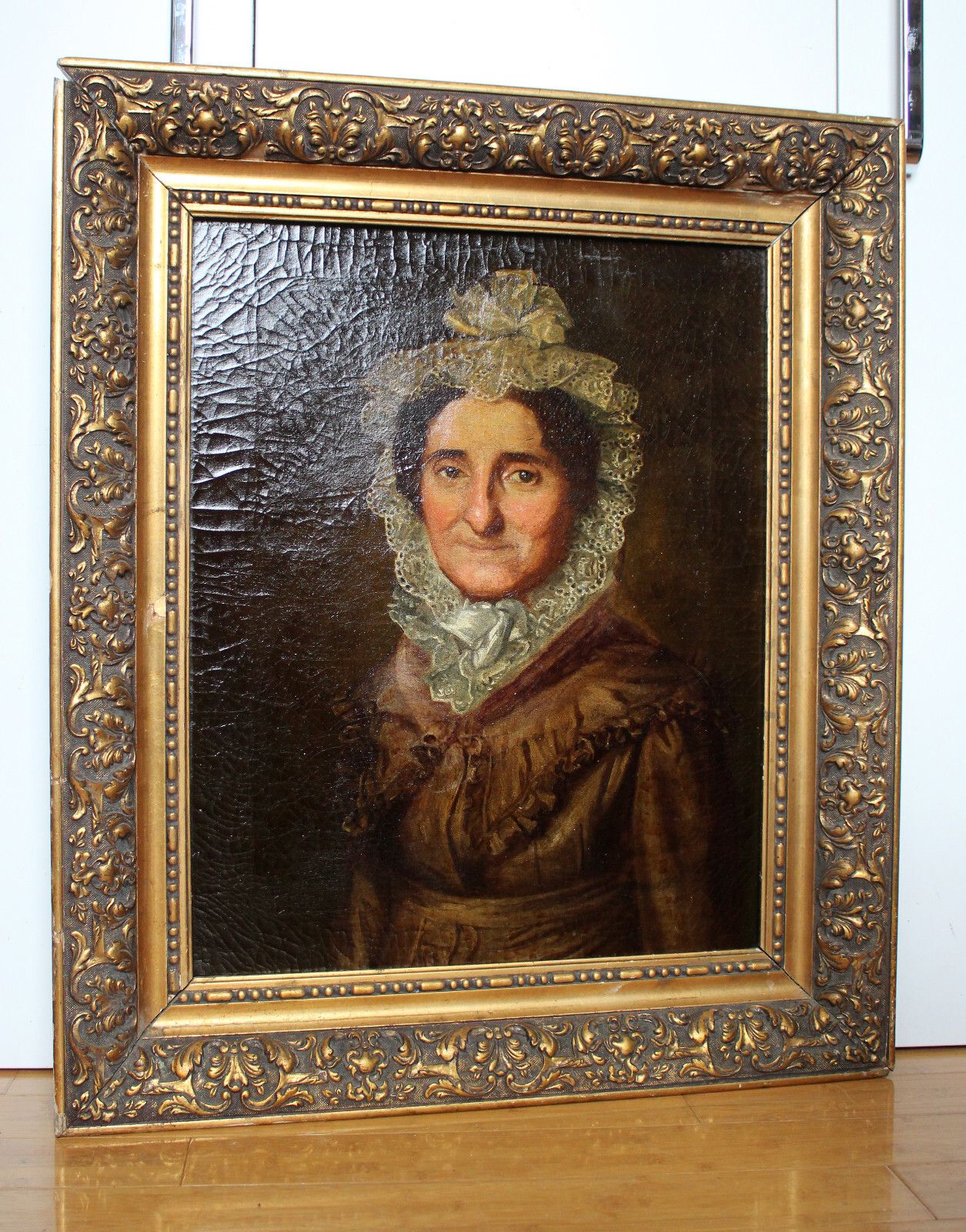 Biedermeier Portrait Of An Elderly Lady With Lace Hood Around 1800 photo Art