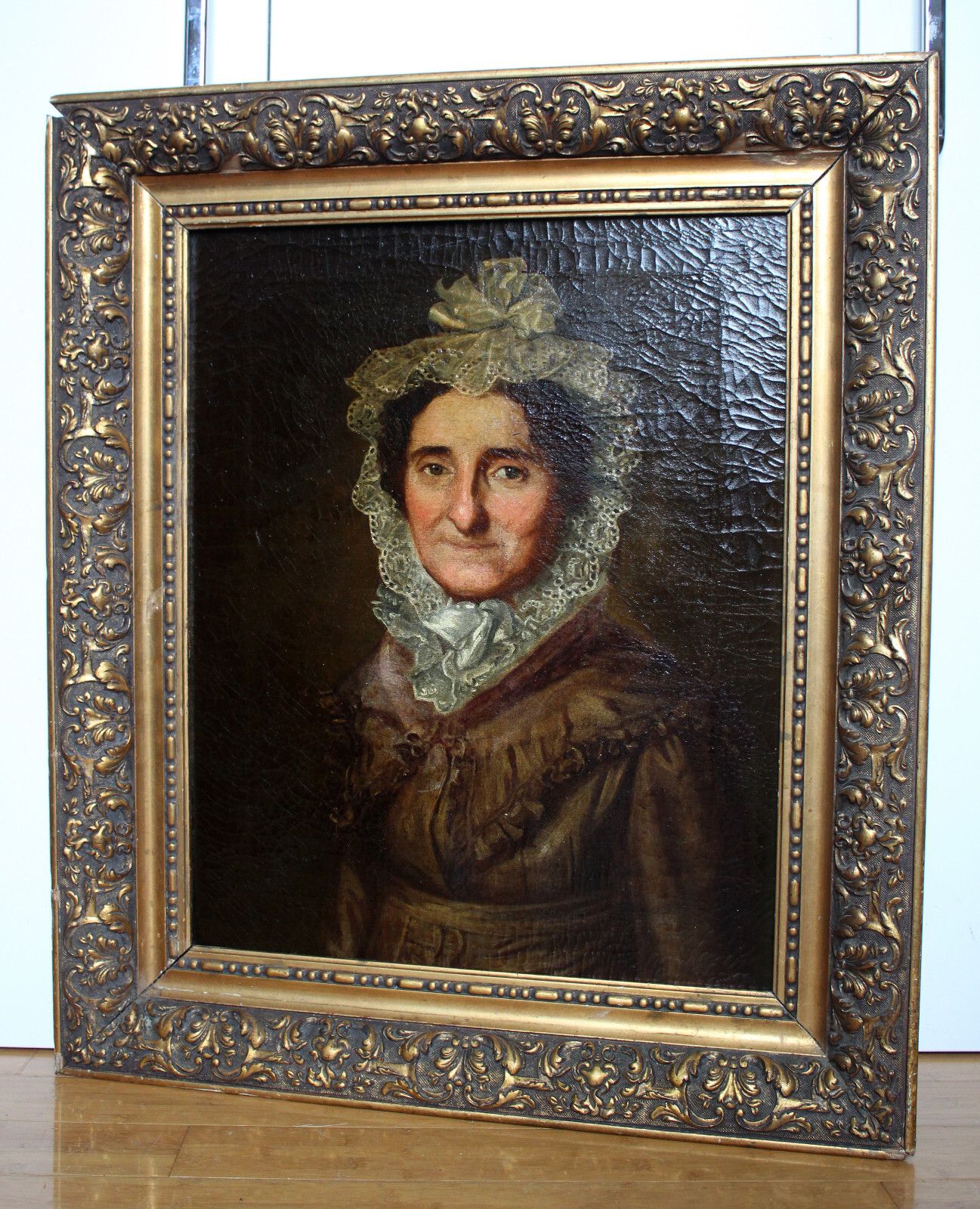 Biedermeier Portrait Of An Elderly Lady With Lace Hood Around 1800 photo 3430.0
