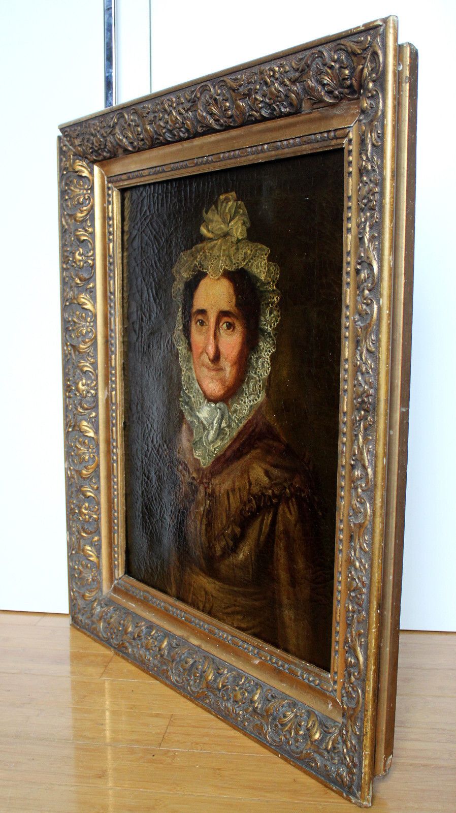 Biedermeier Portrait Of An Elderly Lady With Lace Hood Around 1800 photo buy