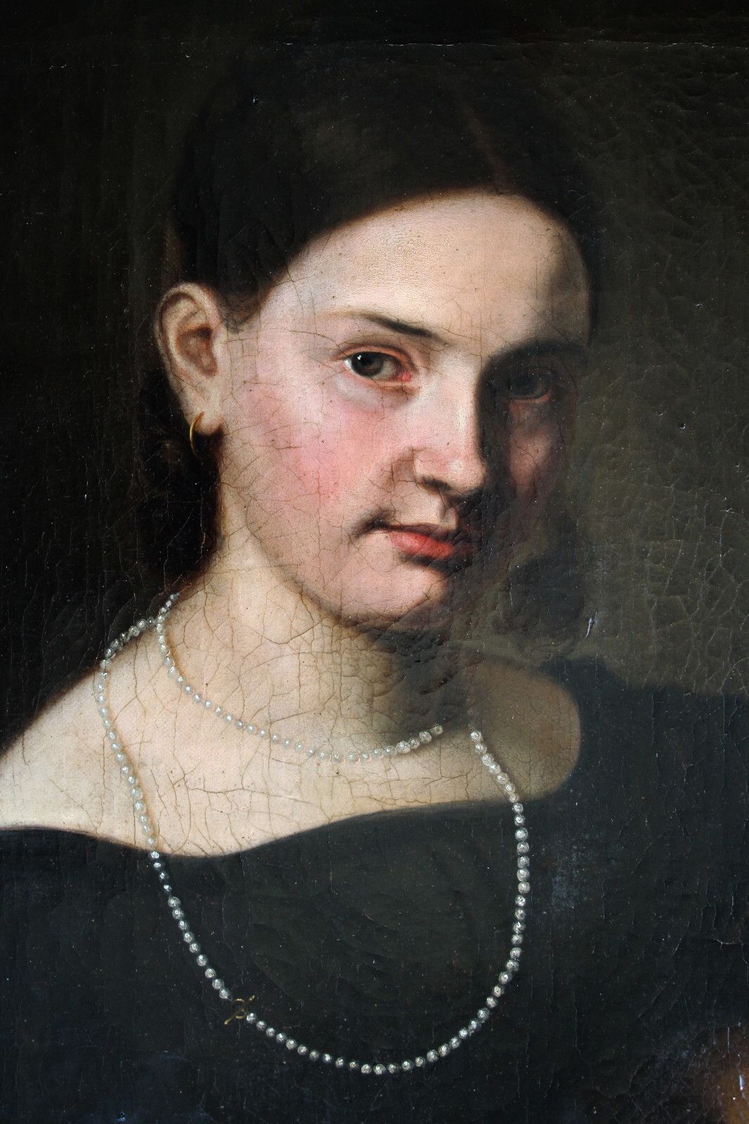 photo for sale Gorgeous Portrait Of A Young Beautiful Lady With Pearl Necklace Around 1800