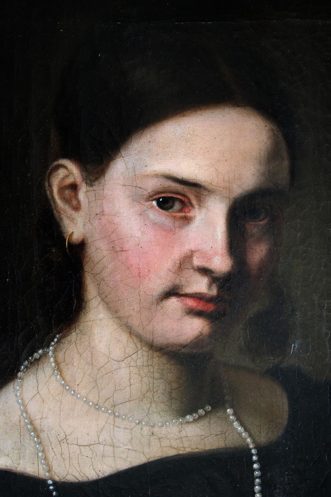 Art Gorgeous Portrait Of A Young Beautiful Lady With Pearl Necklace Around 1800 photo