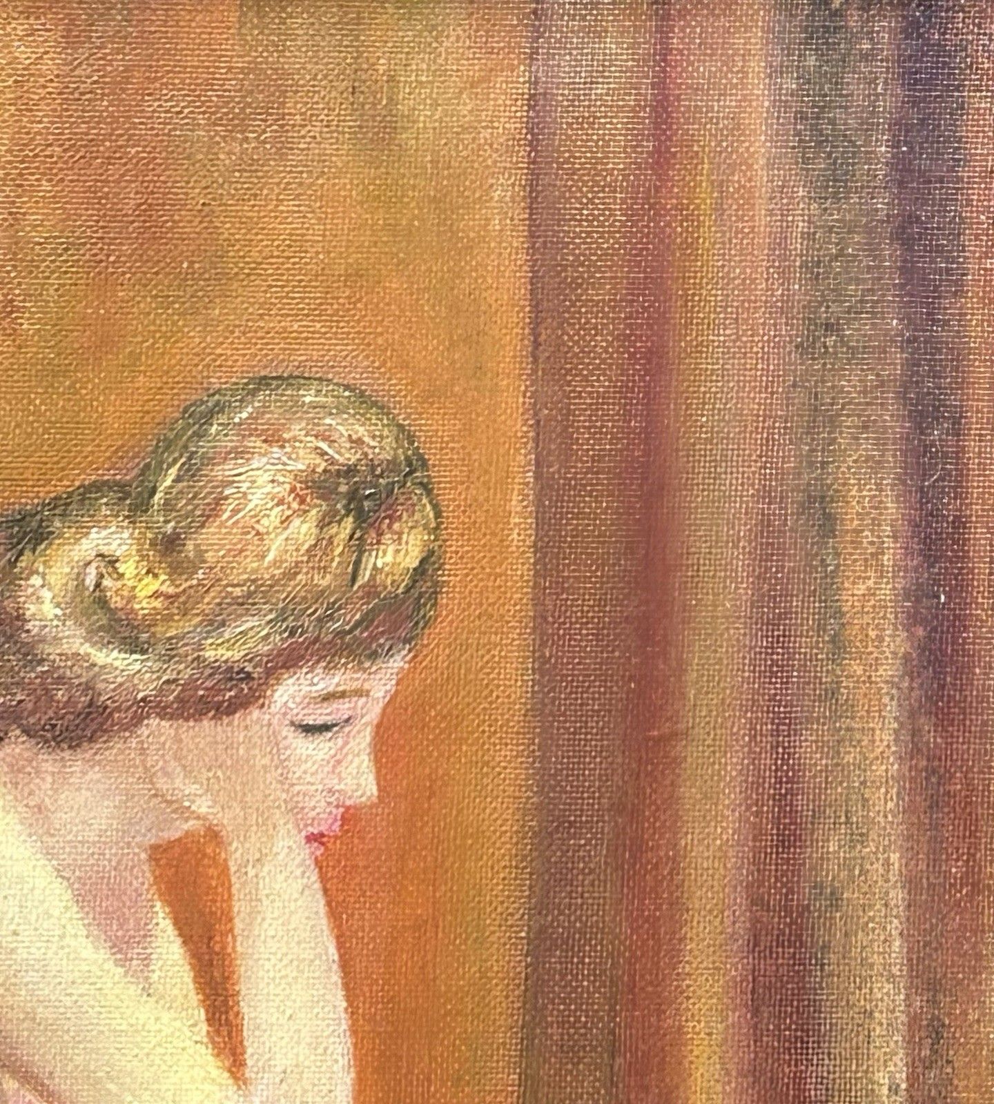 Nude Female Portrait, Original Antique Oil Painting On Hardboard, Framed photo 8500.0