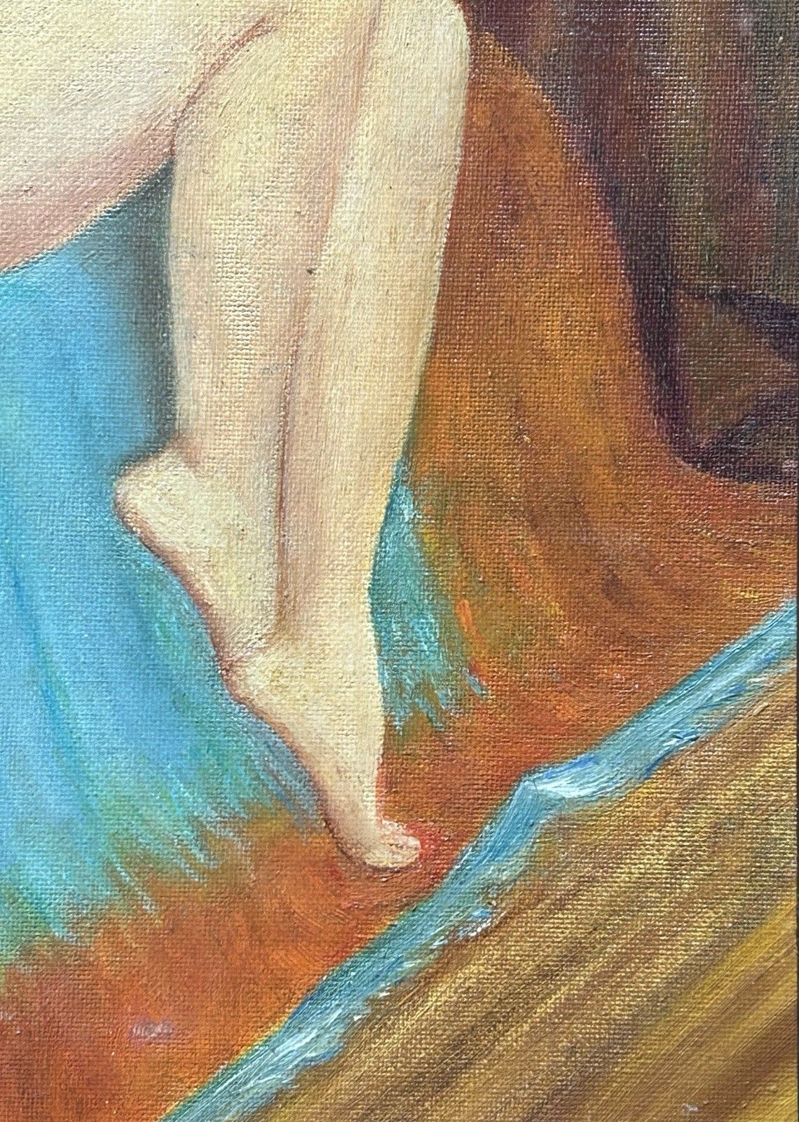 Nude Female Portrait, Original Antique Oil Painting On Hardboard, Framed photo buy