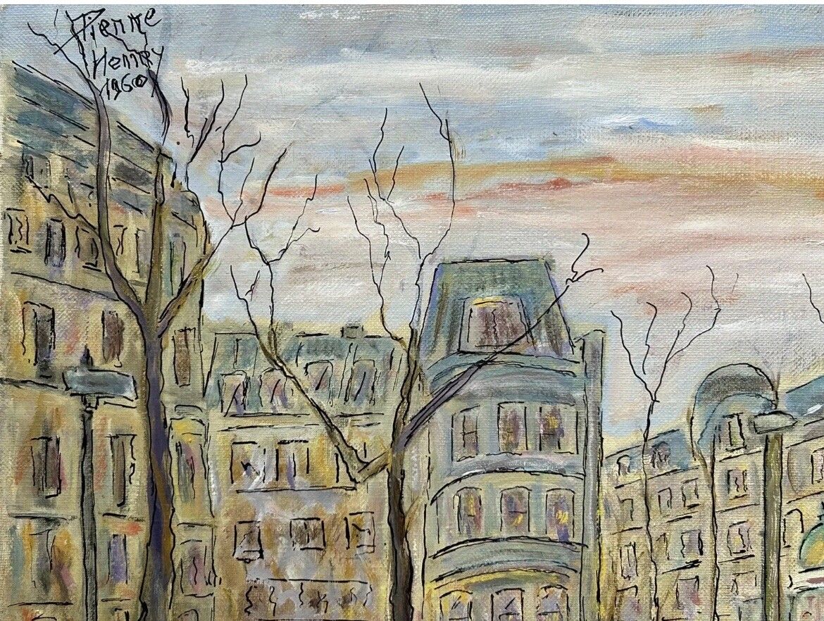 Paris City Vintage Oil Canvas Painting, Landscape Scenariy Cityscape France photo furniture