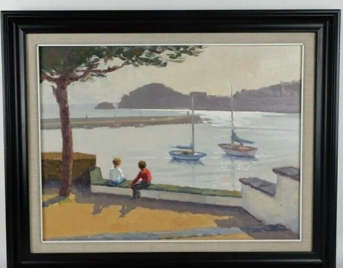 Oil Painting Seascape Boats Impressionist 20th Century
