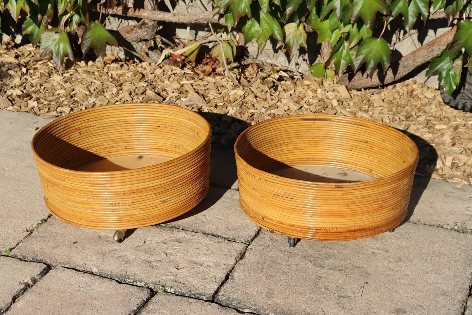 Italian Rattan Planters, 1960s, Set Of 2 photo 585.0
