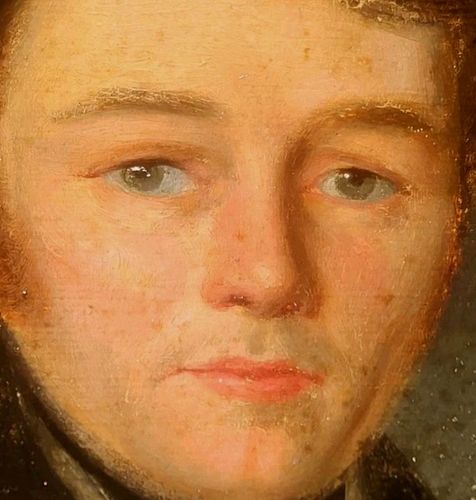 19th Century School. Portrait Of Man. Oil Painting On Canvas Marouflé On Cardboard Signed photo 13450.0