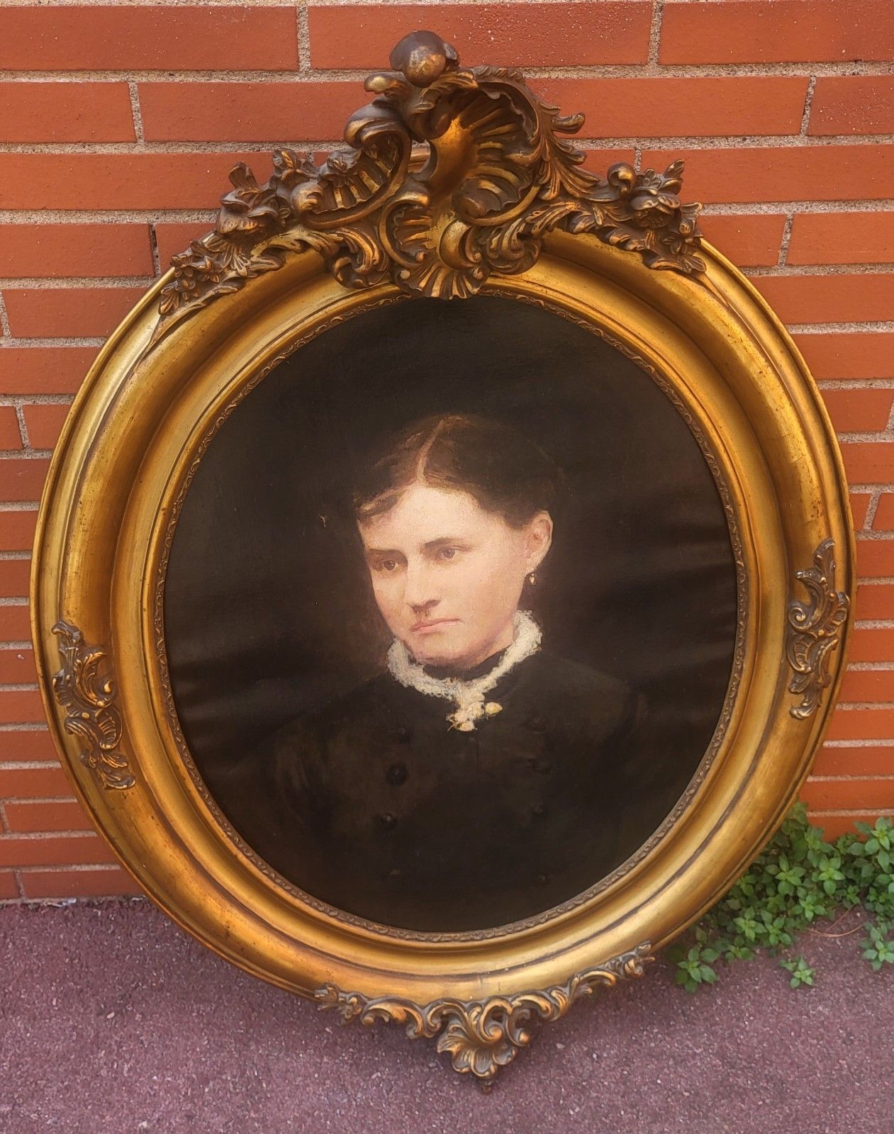 photo vinterior French School Portrait Woman. Oil Painting On Canvas.