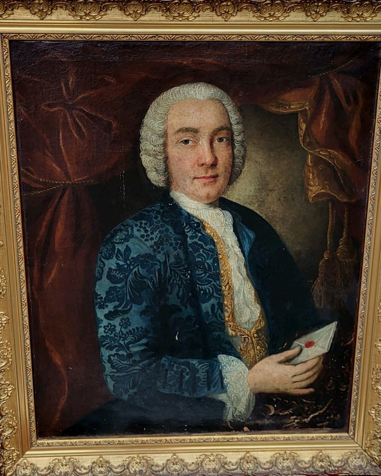 18e Eeuwse Franse School. Portret Van Een Man: Olieverf Op Doek.