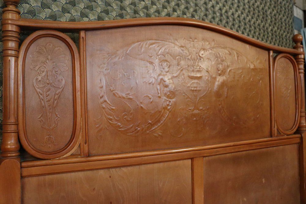 Art Nouveau Bentwood Bed By Jacob & Josef Kohn For Thonet, 1904 photo vintage