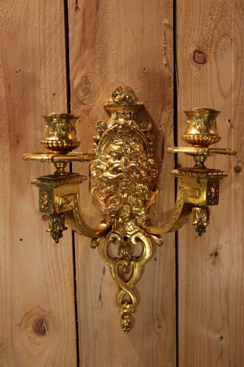 Gilt Bronze Wall Lights By Etienne Giraud, Lyon, France, Set Of 2 photo furniture