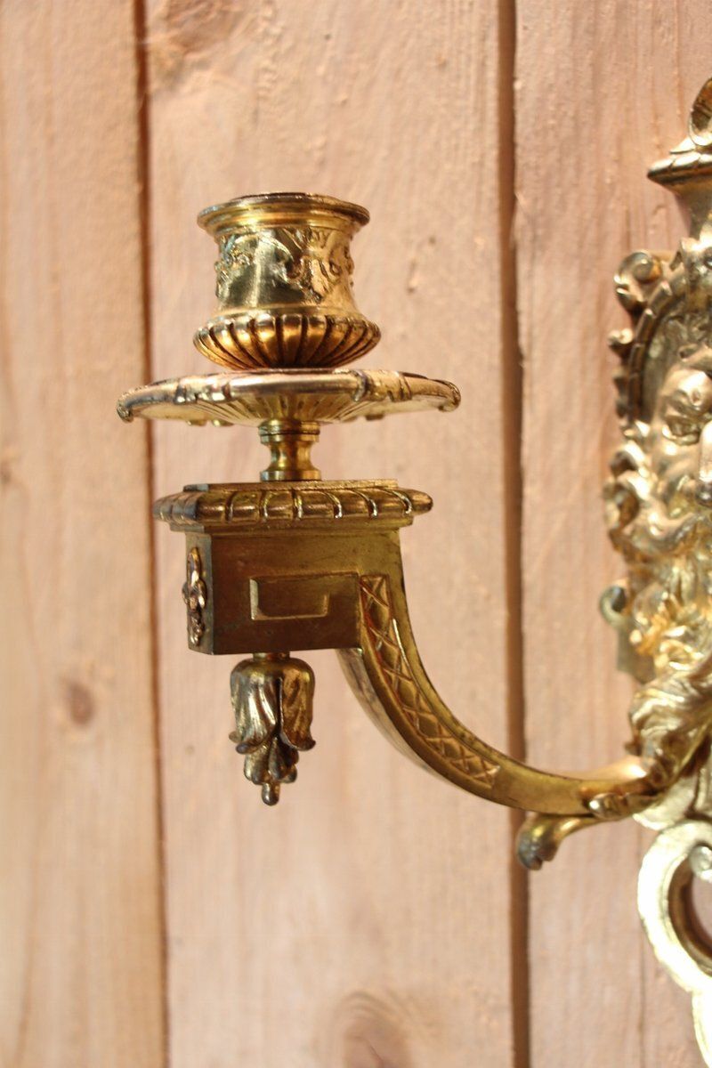 Gilt Bronze Wall Lights By Etienne Giraud, Lyon, France, Set Of 2 photo vinterior