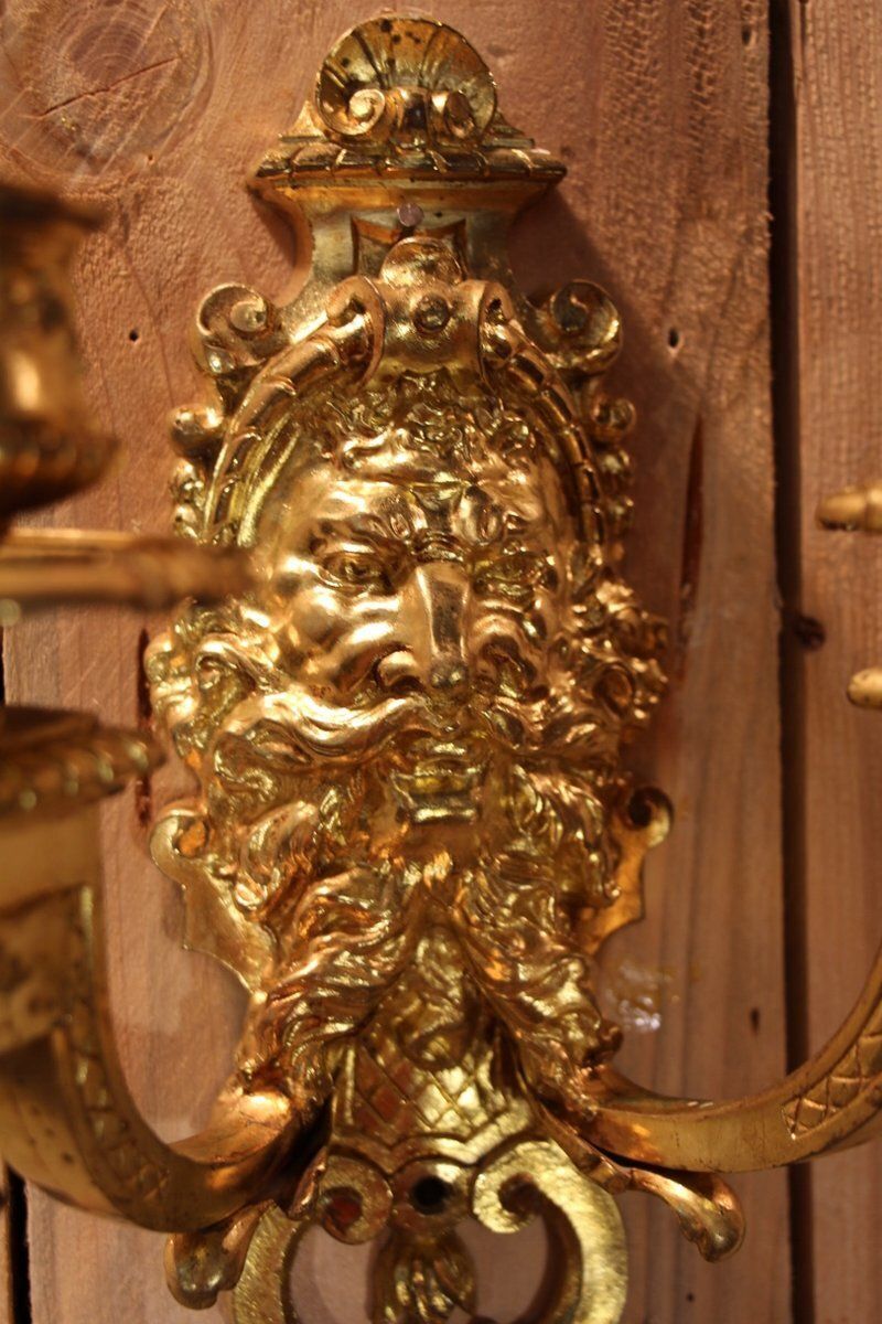 Gilt Bronze Wall Lights By Etienne Giraud, Lyon, France, Set Of 2 photo buy