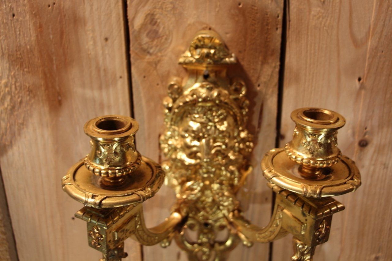 photo for sale Gilt Bronze Wall Lights By Etienne Giraud, Lyon, France, Set Of 2