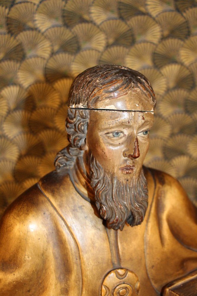 photo for sale Large Statue Of A Holy Bishop, 18th Century, Gilded Wood