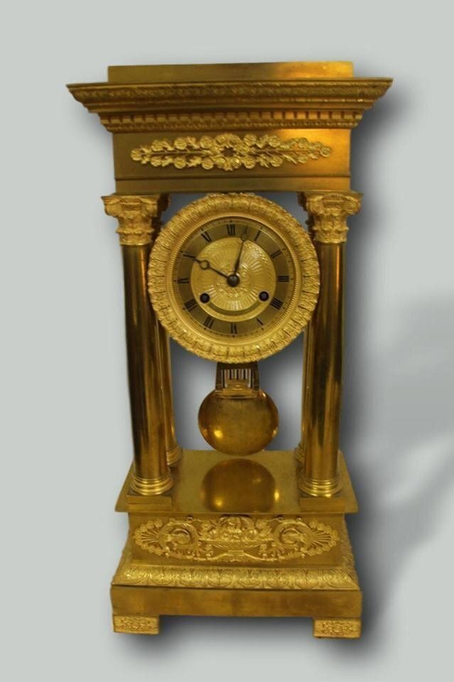 19th Century Golden Bronze Pendulum Clock
