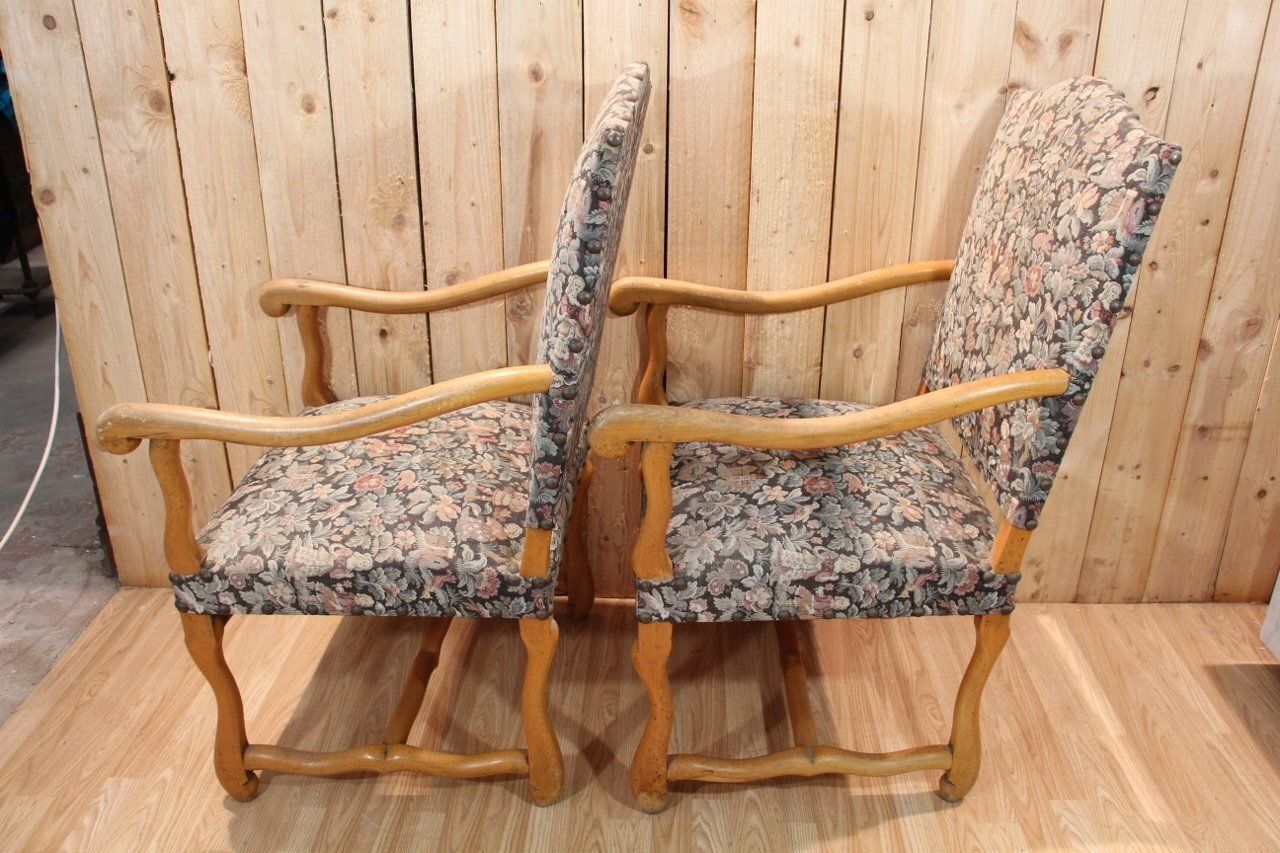 Louis XIII Style Sheep Bone Armchairs, 1890s, Set Of 2 photo buy