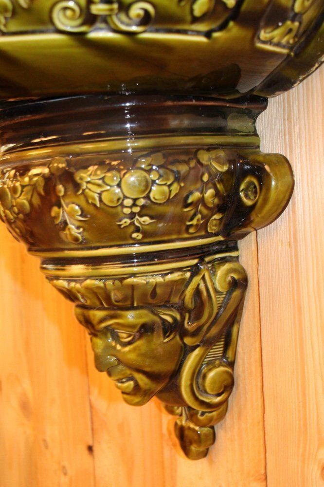 Art Large 19th Century Fountain Wall In Ceramic, Sarreguemines, France photo