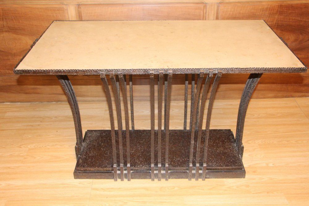 Art Deco Coffee Table In Wrought Iron By Edgar Brandt