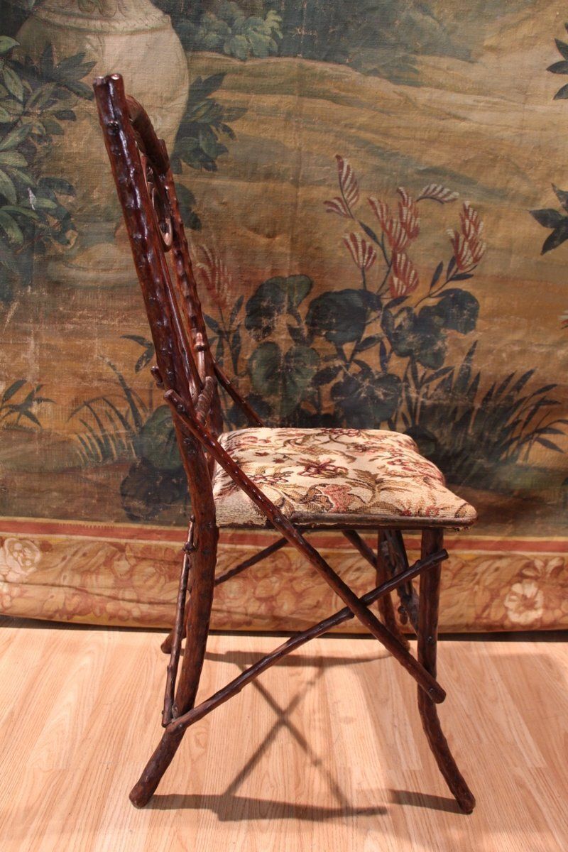 Folk Art Chair In Black Forest Branches, 1890s photo buy