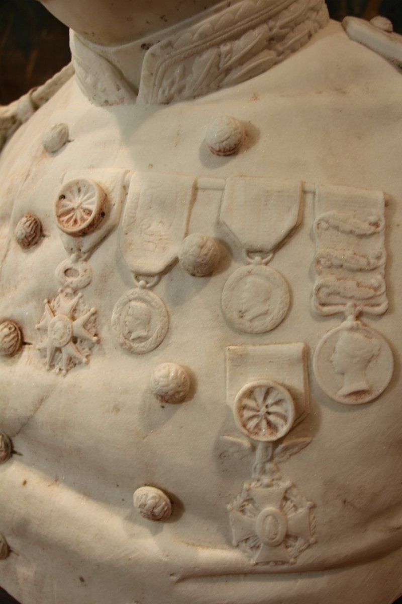 D. Trentacoste, Large Bust Of General, 1873, Carrara Marble photo 6141.0