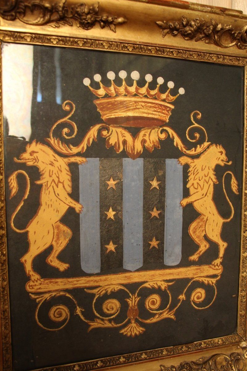 Coat Of Arms, 1800s, Watercolor And Gouache, Framed photo for sale