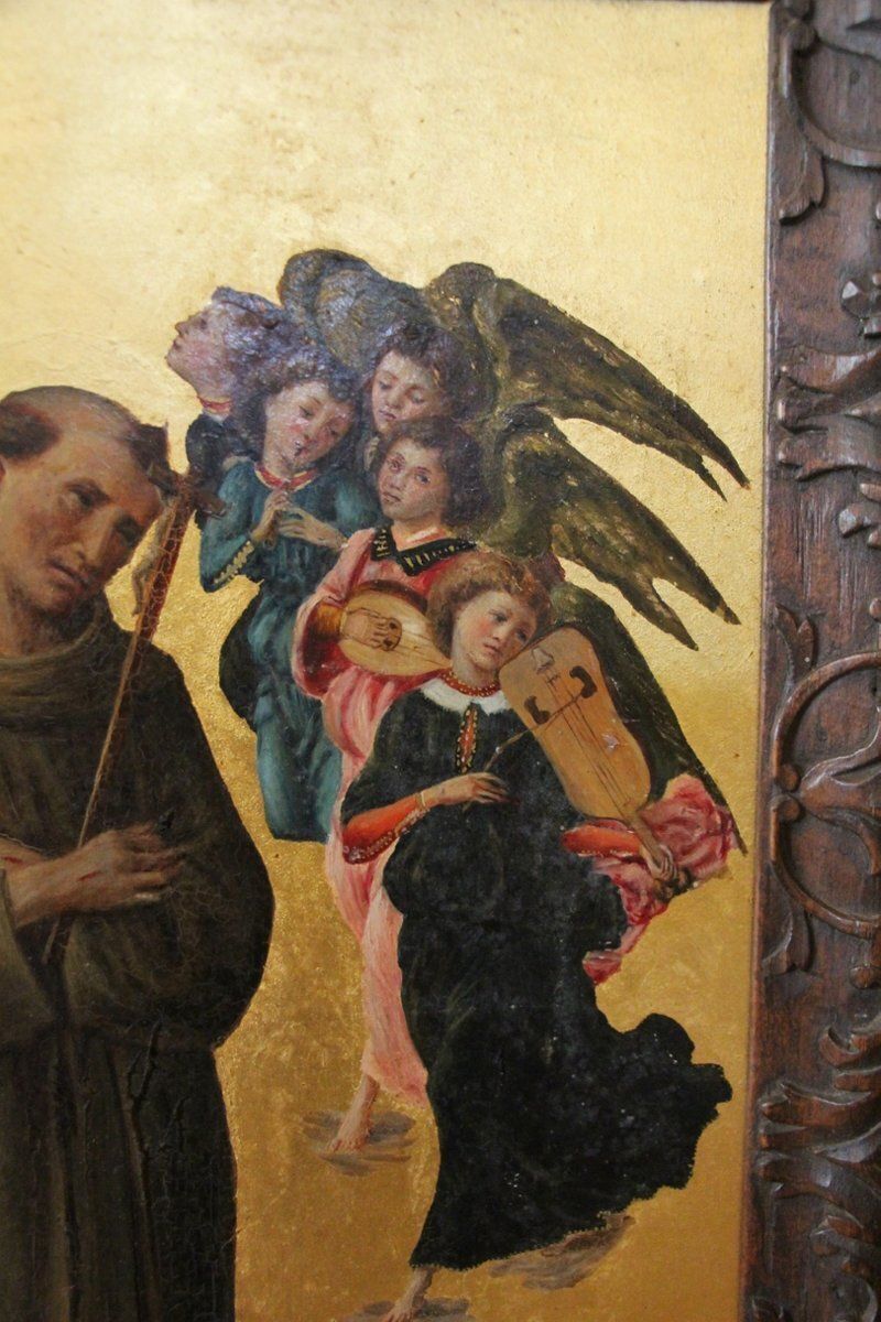 After Sandro Botticelli, St. Francis Of Assisi With Angels, 1800s, Oil On Canvas, Framed photo Art