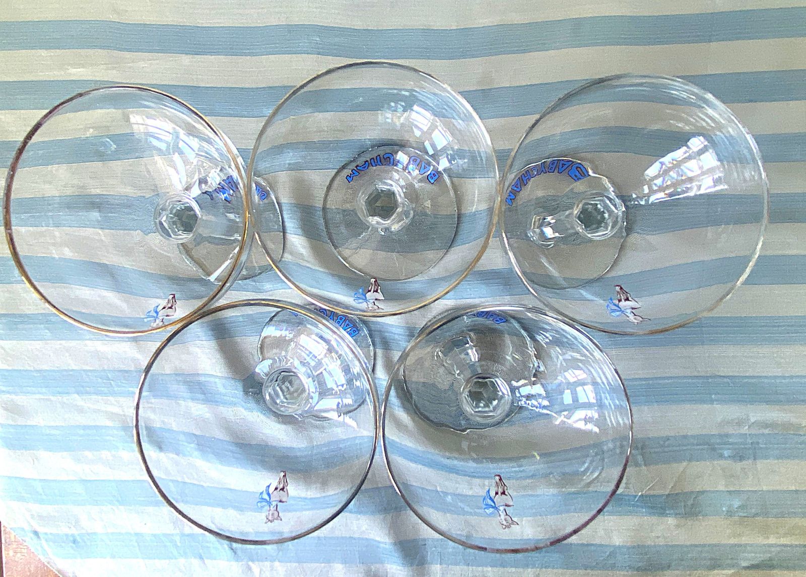 Five Rare Vintage Babycham Glasses, Champagne Saucers, Cocktail Glasses 1950s photo 50.0