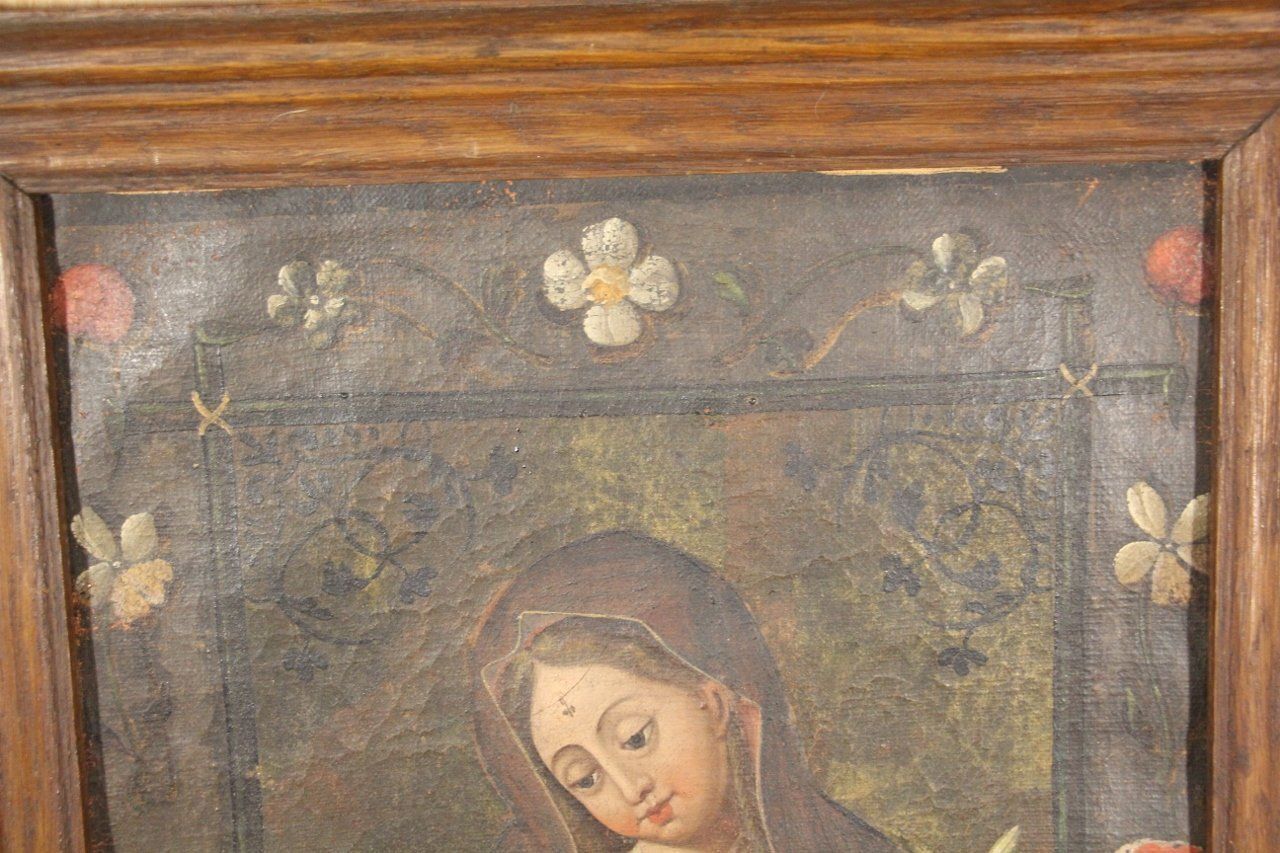 Hispanic School Artist, Virgin And Child, Late 1700s, Oil On Canvas photo furniture
