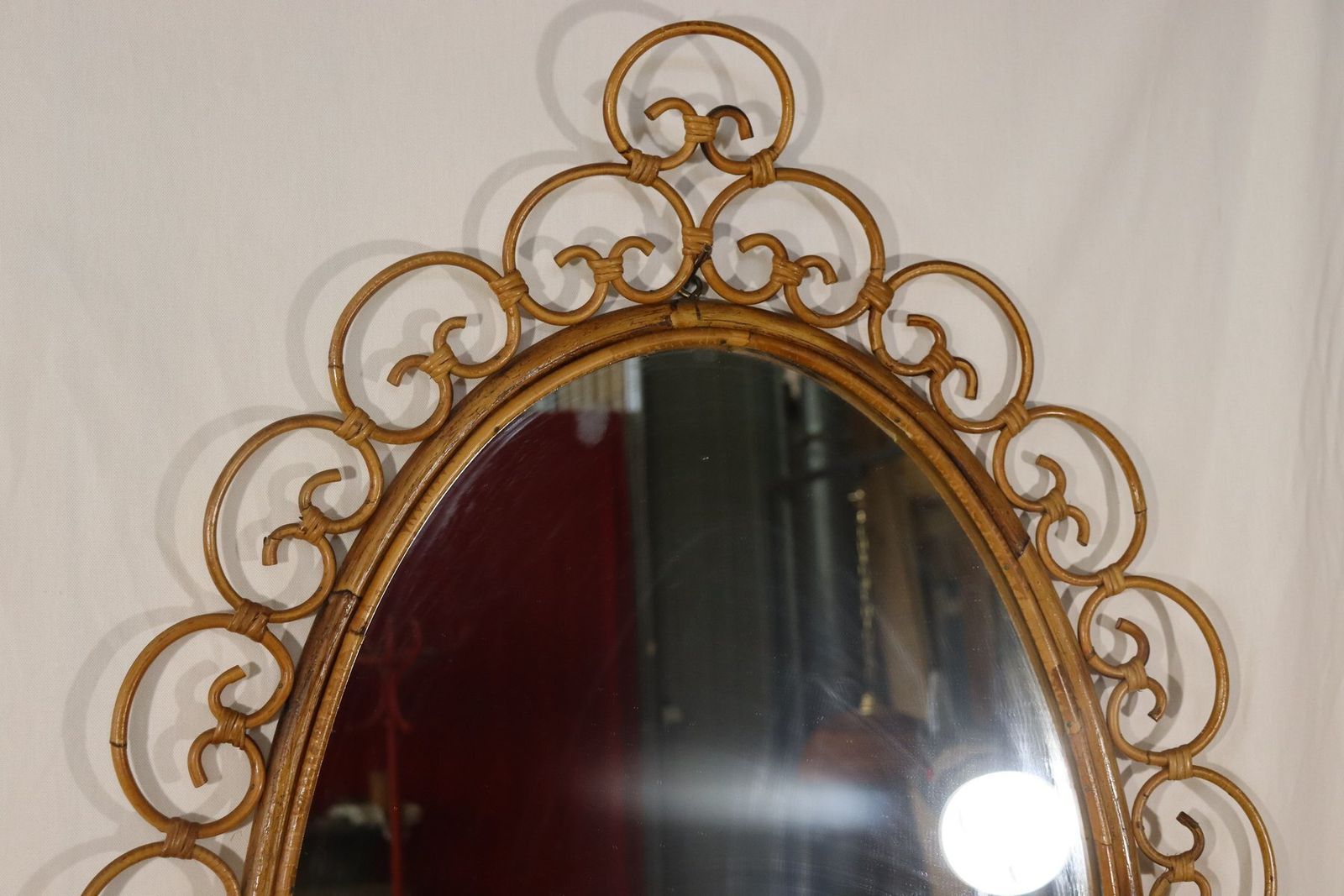 Huge Rattan Entrance Mirror And Saddle By Franco Albini, 1960, Set Of 2 photo 6696.0