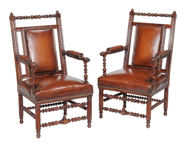 2250.0 Pair Of 19th Century English Victorian Gothic Revival Walnut Armchairs photo