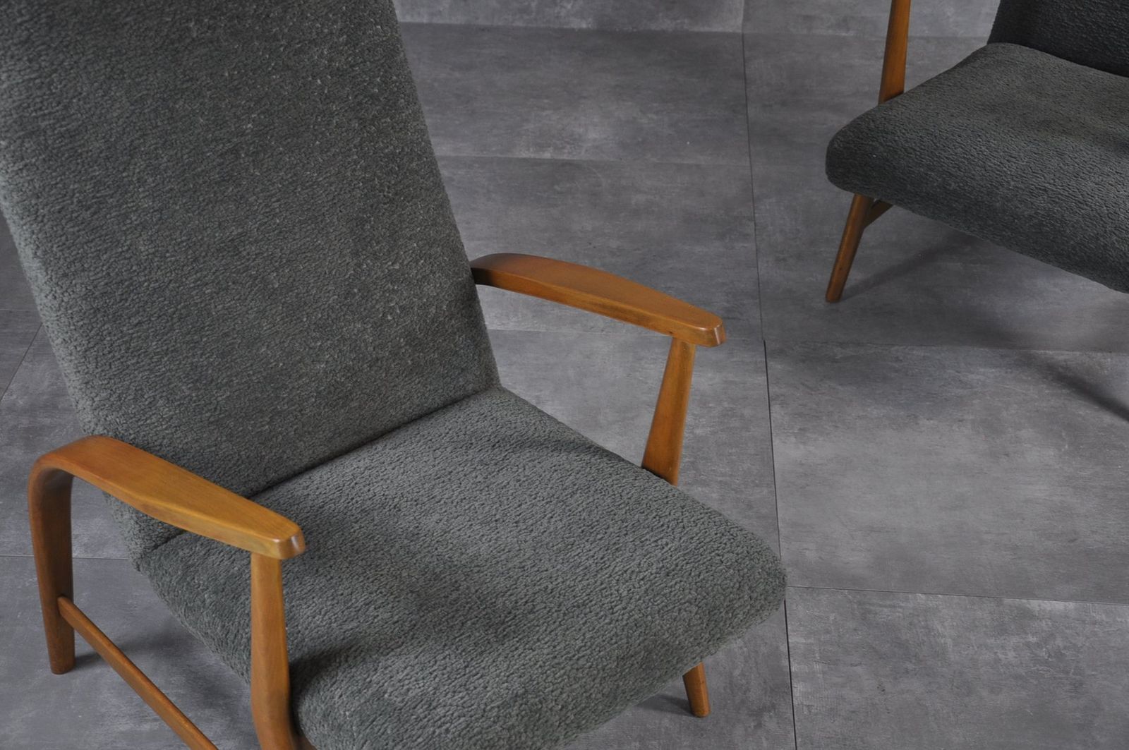 Set Of Armchair In Wood And Bouclè, 1950s photo 1712.8