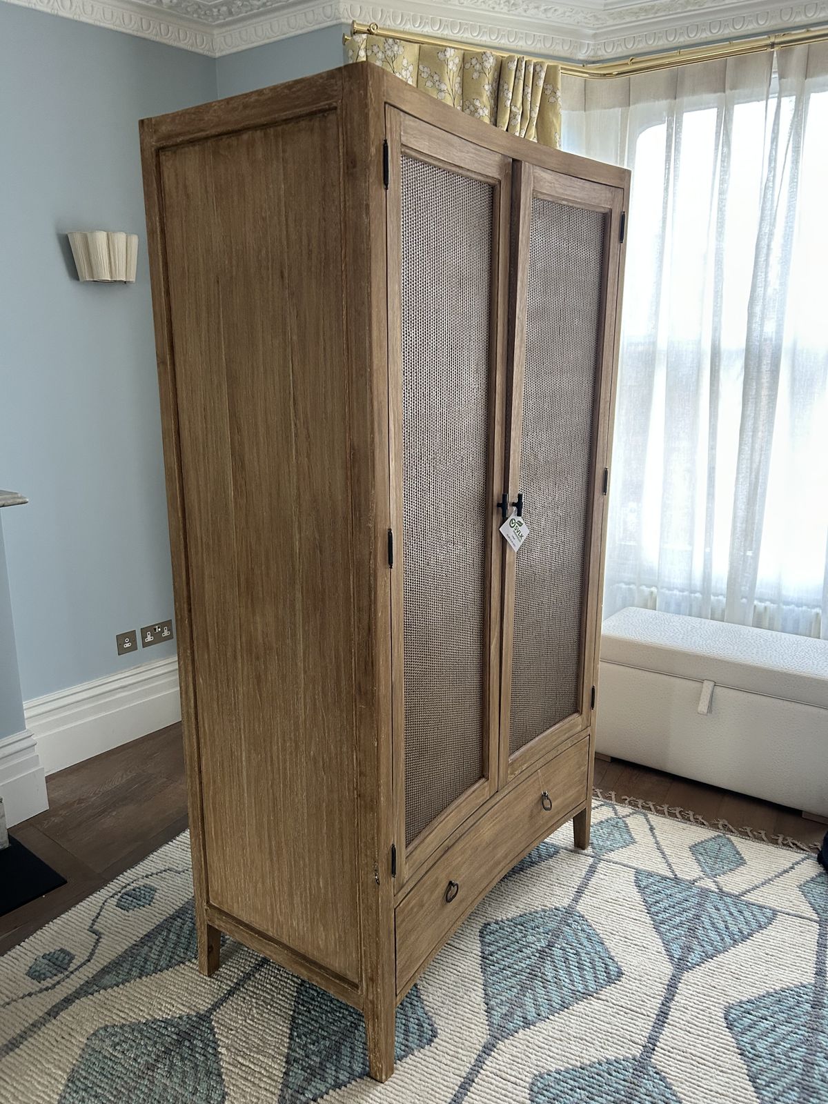 Brand New Rattan Double Wardrobe With Drawer And Hanging Rail photo for sale
