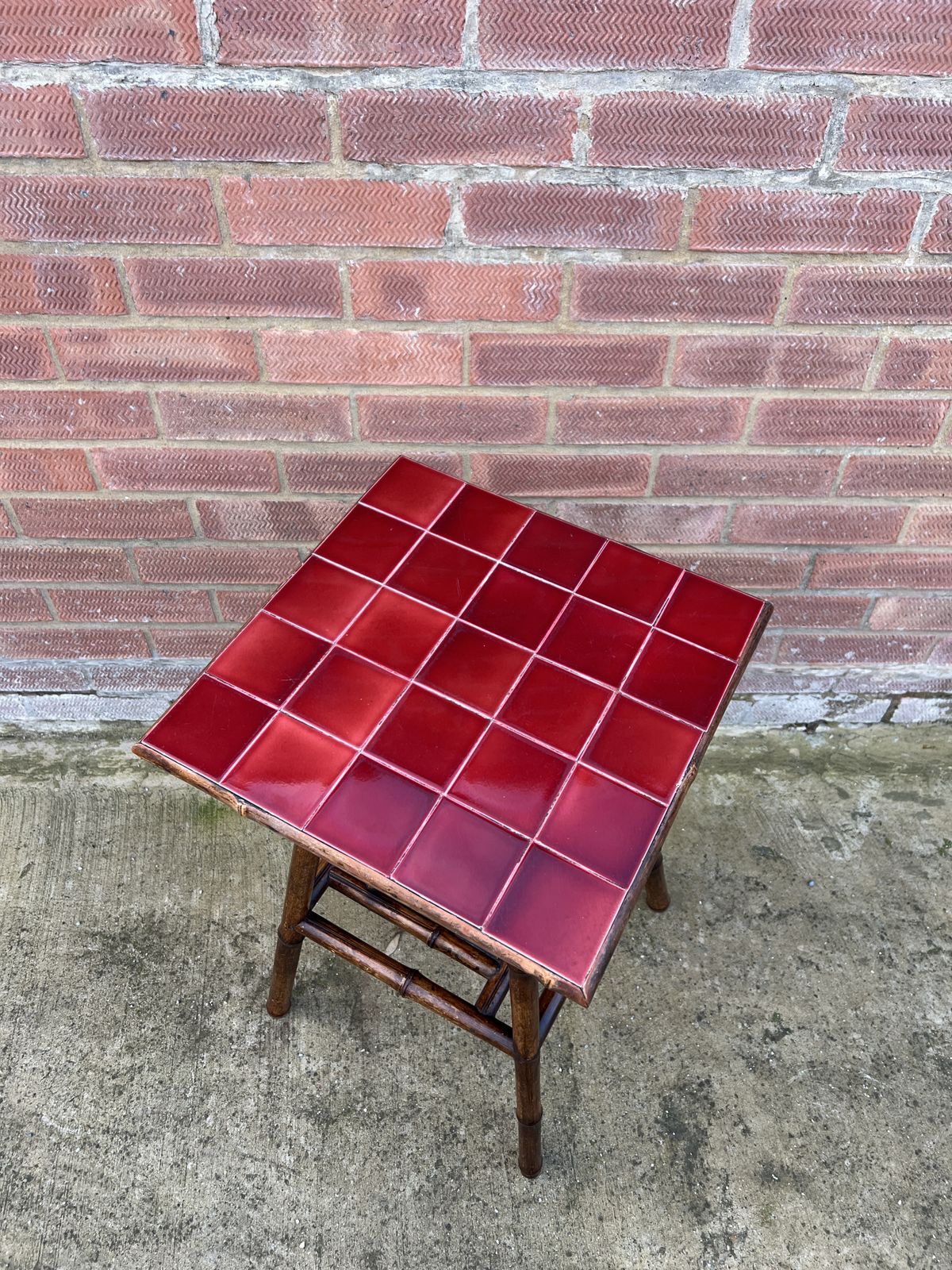 Stunning Early 20th Century Arts And Crafts Bamboo Table With Inset Tile Top photo for sale