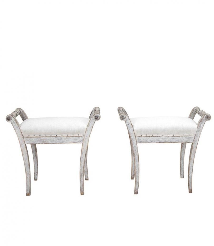 Pair Of Late 19th Century Swedish Gustavian Style Footstools