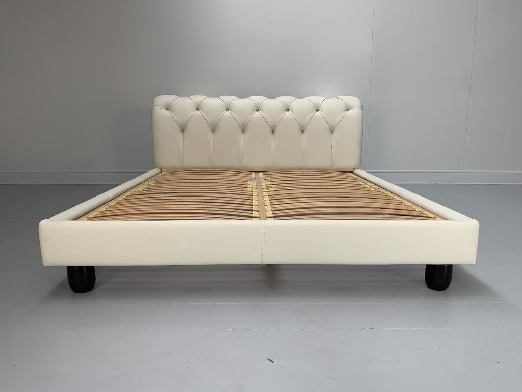 Fendi Casa “Chesterfield” Superking Bed – In White Leather photo furniture