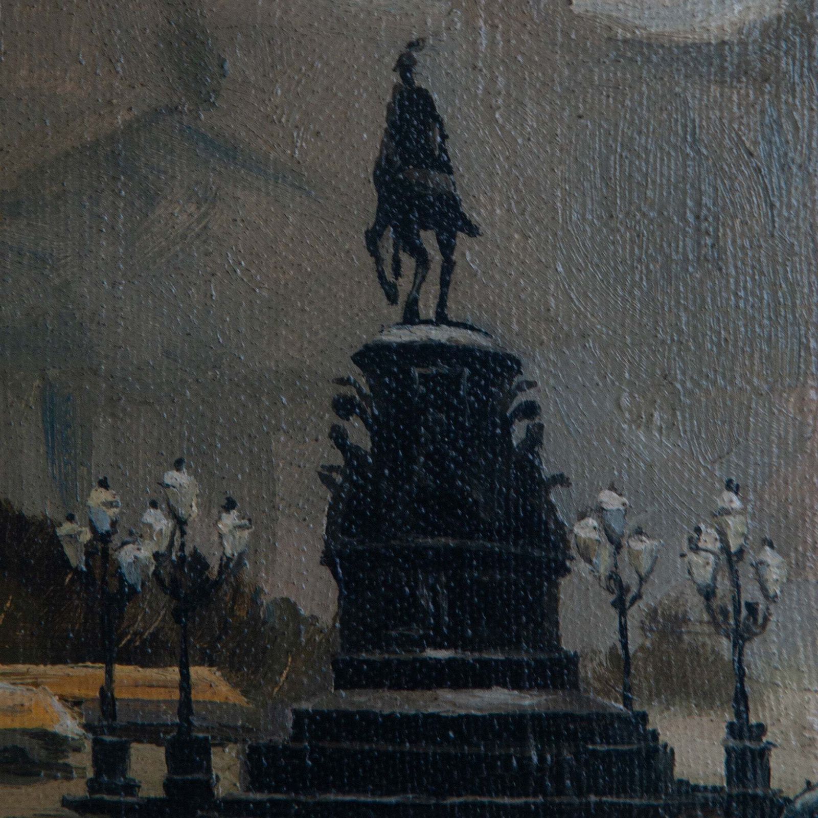 Ruiterstandbeeld In De Mist – Volgeling Van Boris Alexeyevich Semyonov – Olieverf Op Doek photo Kunst