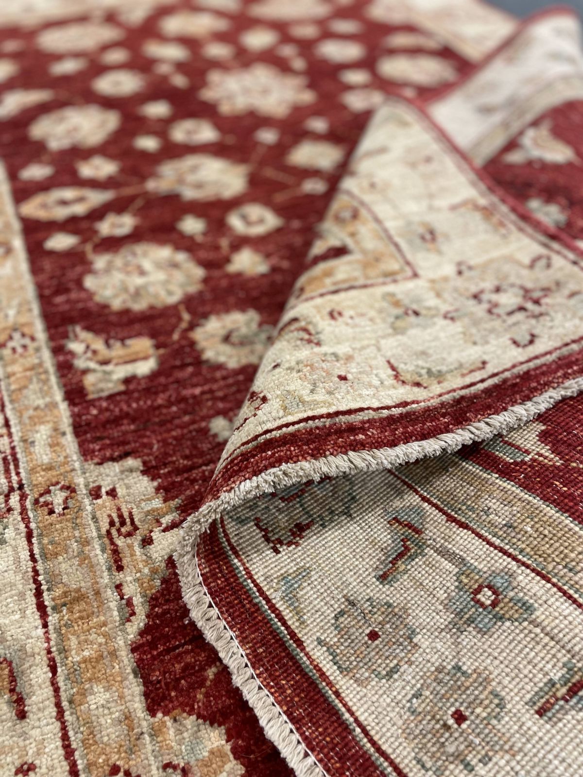 Handmade Wool Red Rug, Floral Oriental Carpet For Living Room 152x100cm photo vintage
