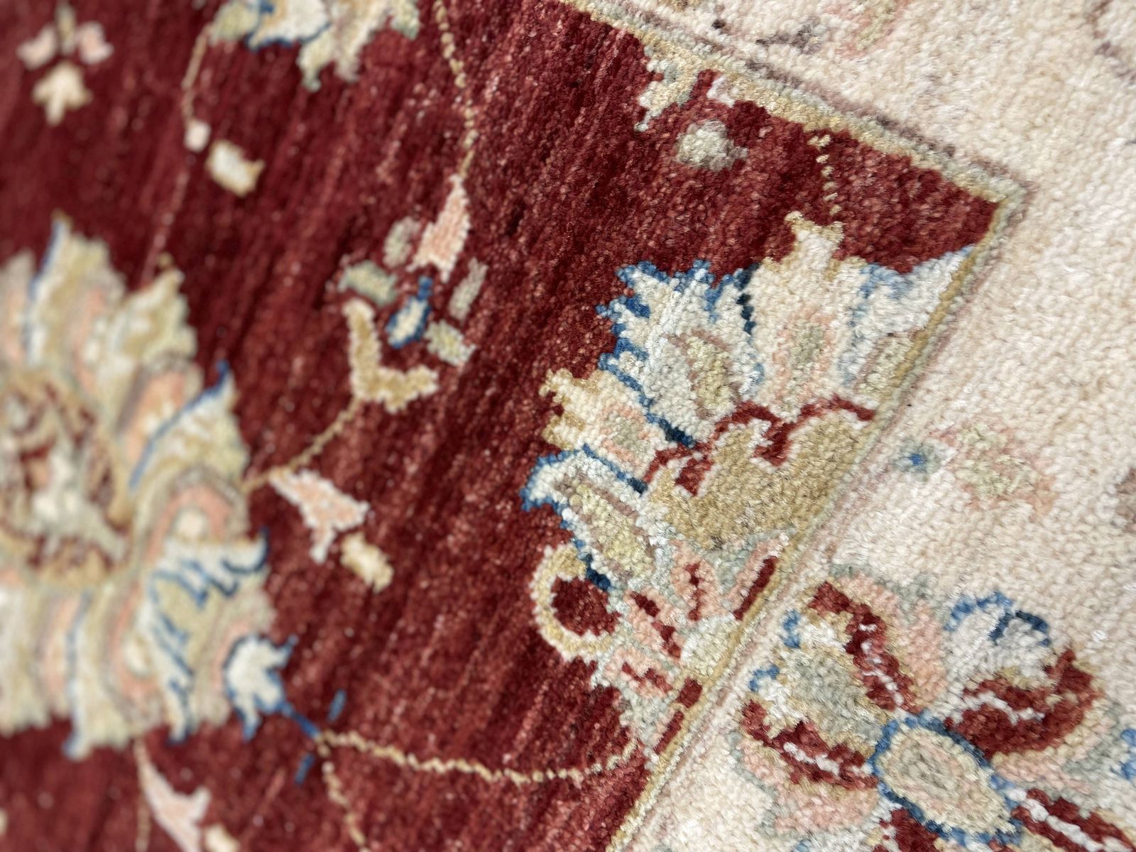 Red Gold Wool Rug, Handmade Floral Oriental Carpet 121x77cm Bedroom Decor photo for sale