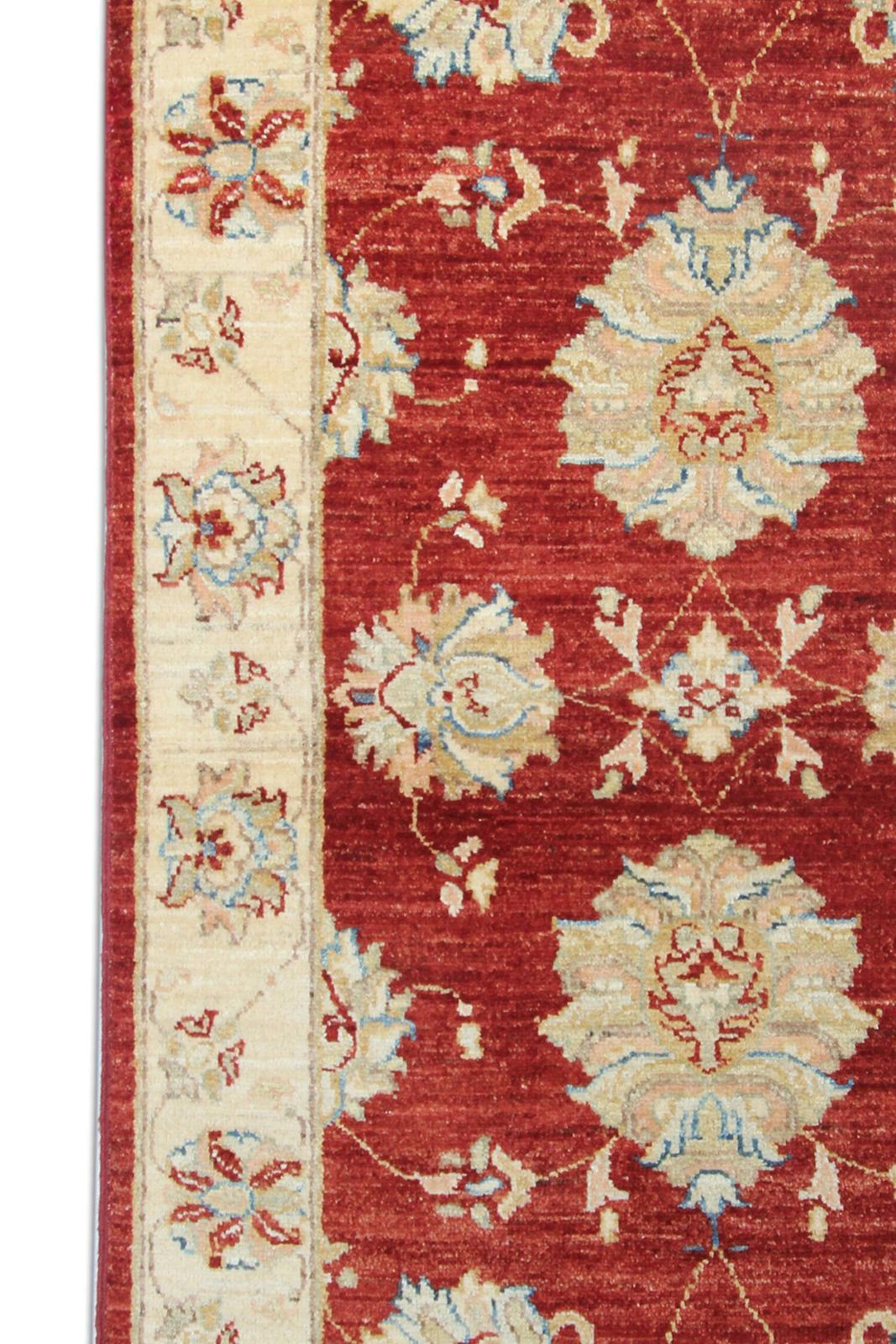 photo vinterior Red Gold Wool Rug, Handmade Floral Oriental Carpet 121x77cm Bedroom Decor