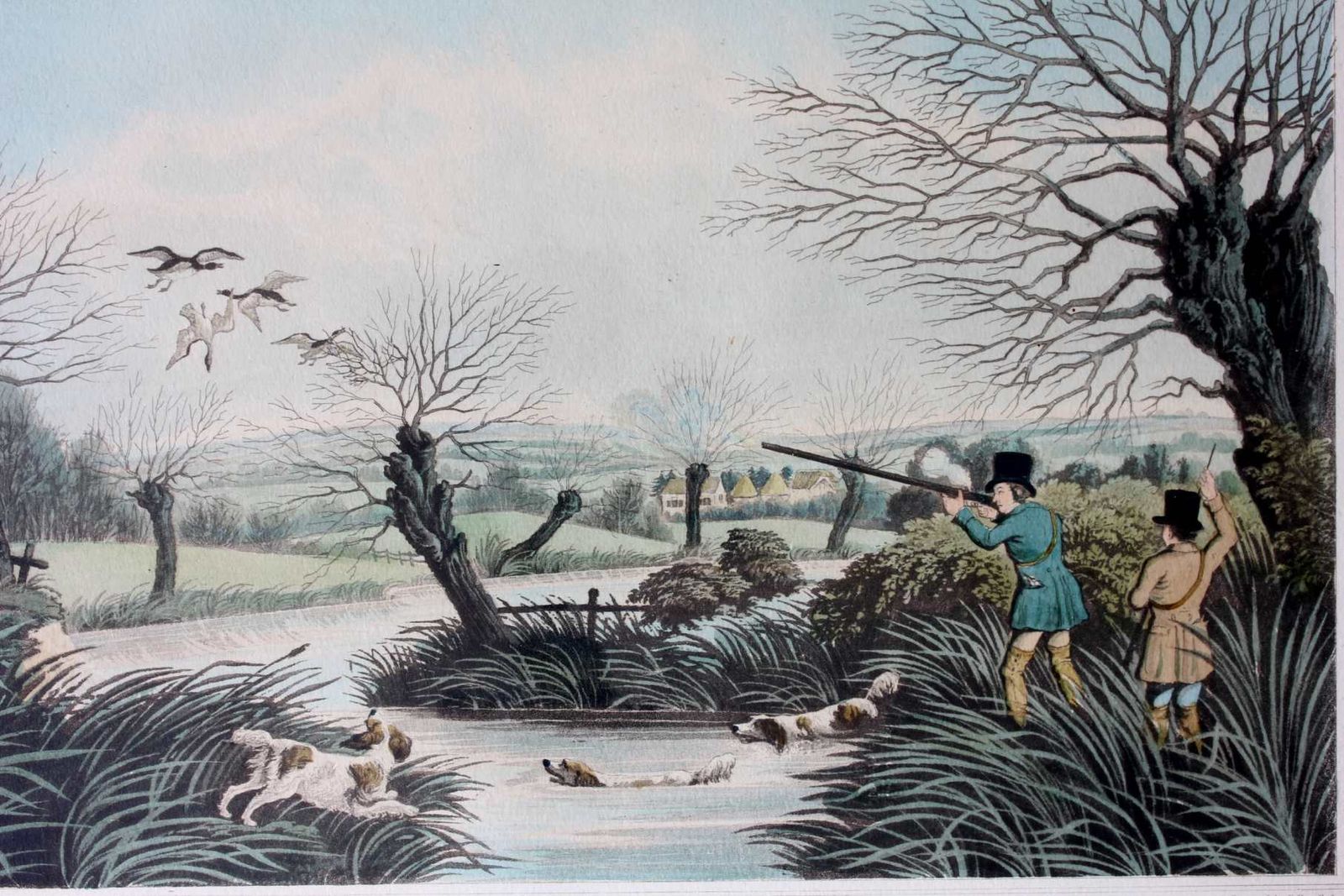 Snipe Shooting Near Uxbridge & Wild Duck Shooting Near Cowley. Lithograph. photo Art