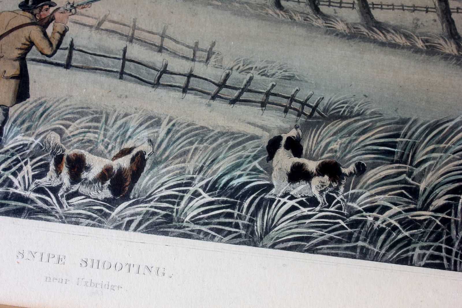 photo furniture Snipe Shooting Near Uxbridge & Wild Duck Shooting Near Cowley. Lithograph.