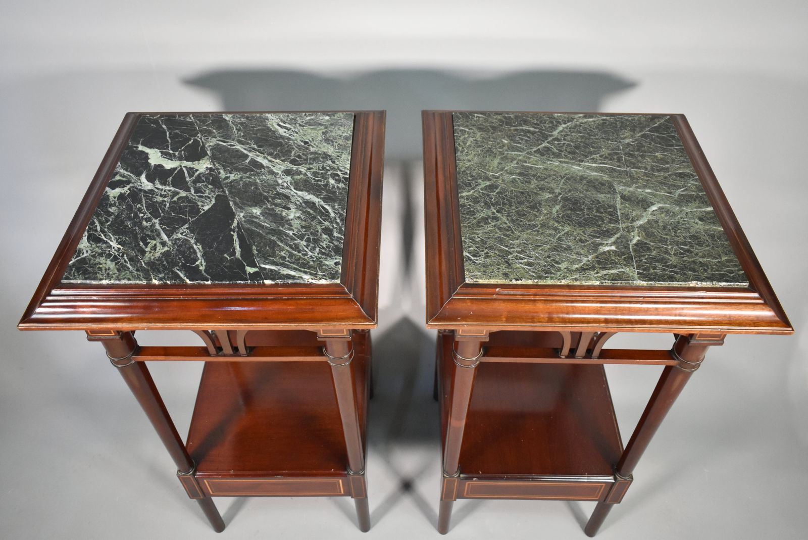 Antique Pair Of French Sellettes Pedestal Tables In Mahogany photo 1068.75