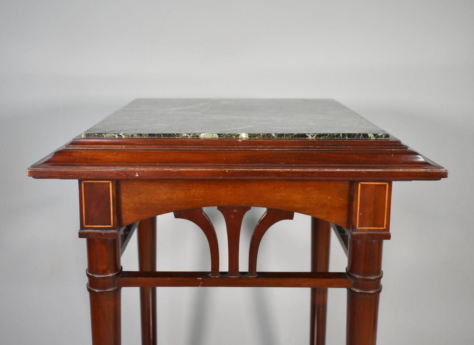Furniture Antique Pair Of French Sellettes Pedestal Tables In Mahogany photo