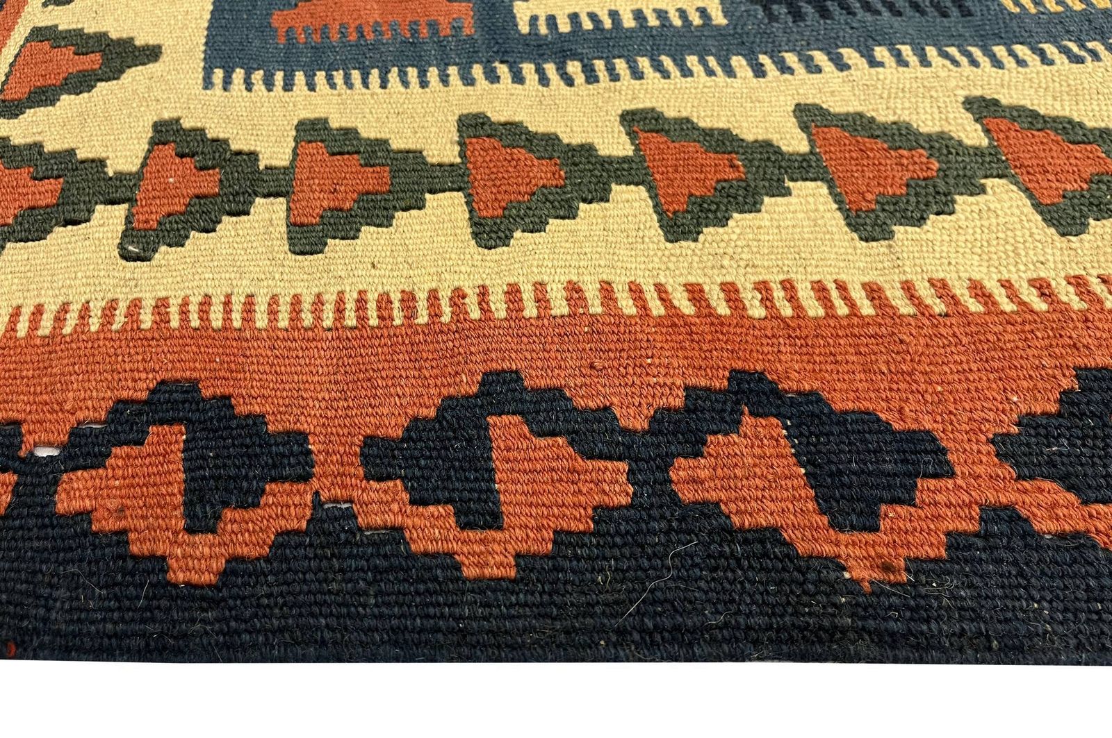Handmade Bedroom Kilim Rug, Wool Flatweave Rust Geometric Carpet 293×210 Cm photo vintage