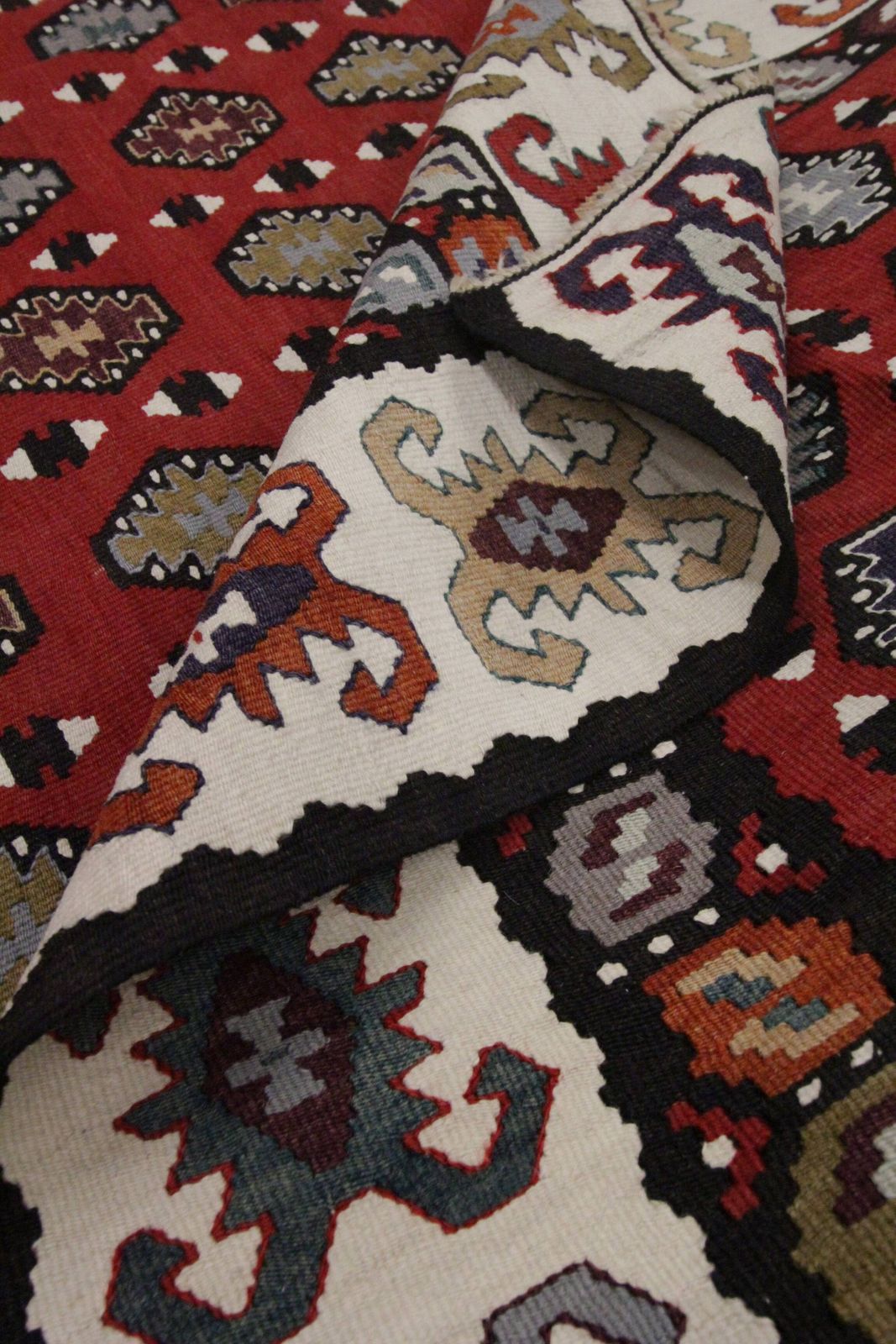 Serbian Kilim Rug, Handwoven Wool Flatweave Carpet, Folk Art 245x150 Cm photo vintage